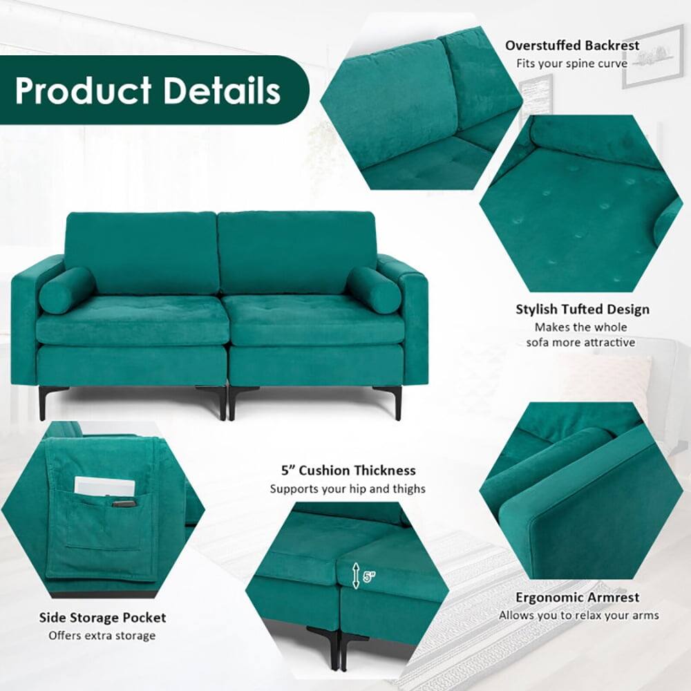 Product Details

- Overstuffed Backrest: Fits your spine curve
- Stylish Tufted Design: Makes the whole sofa more attractive
- 5" Cushion Thickness: Supports your hip and thighs
- Side Storage Pocket: Offers extra storage
- Ergonomic Armrest: Allows you to relax your arms