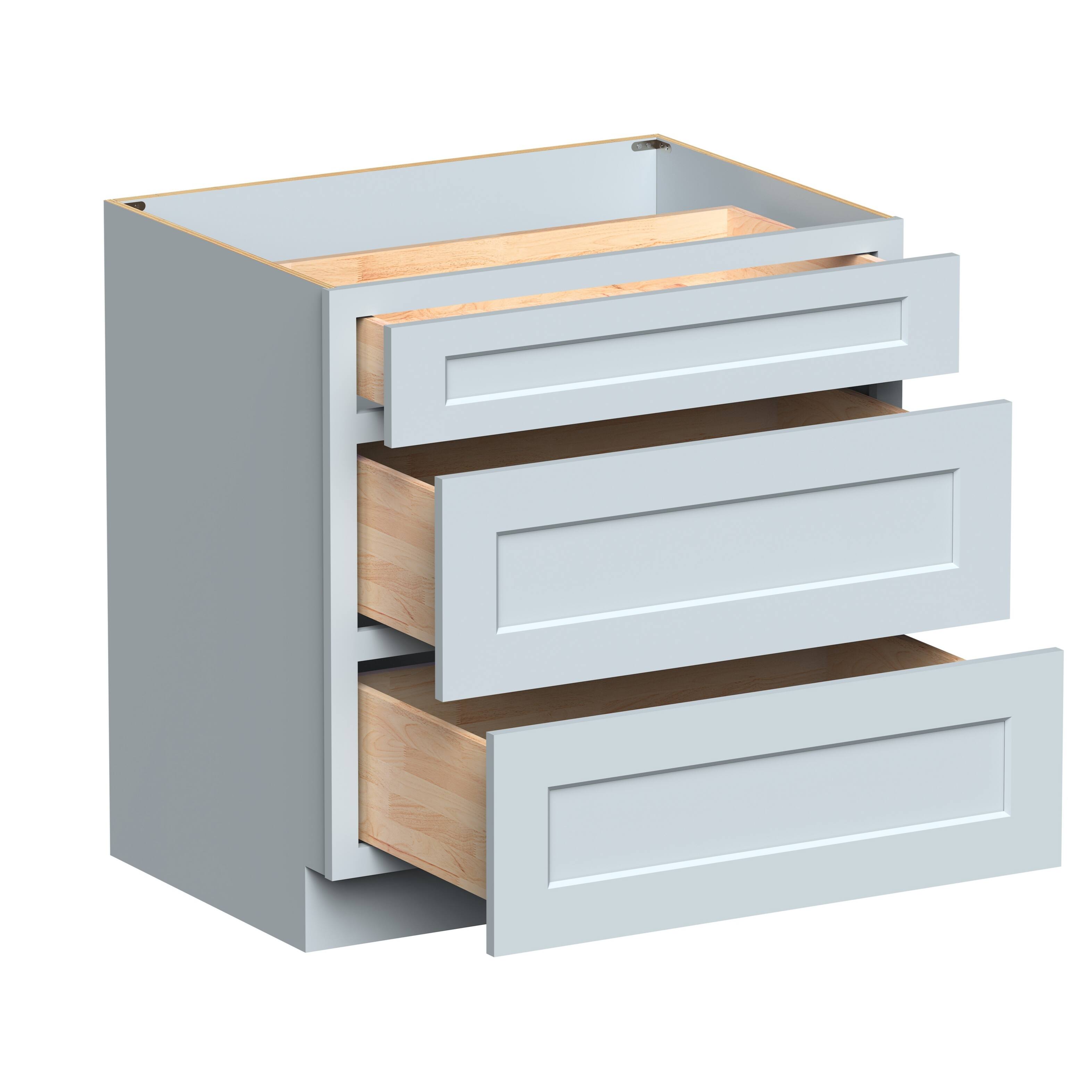 Alt View 3. Boyel Living - Dove Gray Drawer Base Cabinets 34.5.Wx24in.H Ready to Assemble Kitchen Cabinets 3Drawers - DOVE GRAY.