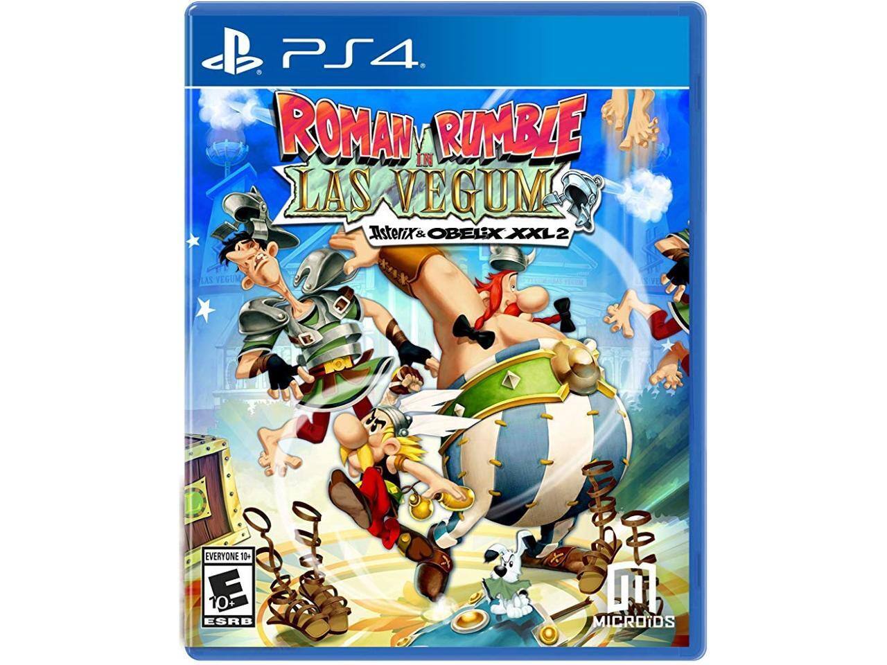 PS4 ROMAN RUMBLE IN LAS VEGUM Asterix & Obelix XXL 2 LAS VEGUM 7 EVERYONE 10+ E 10 ESRB K X M MICROIDS