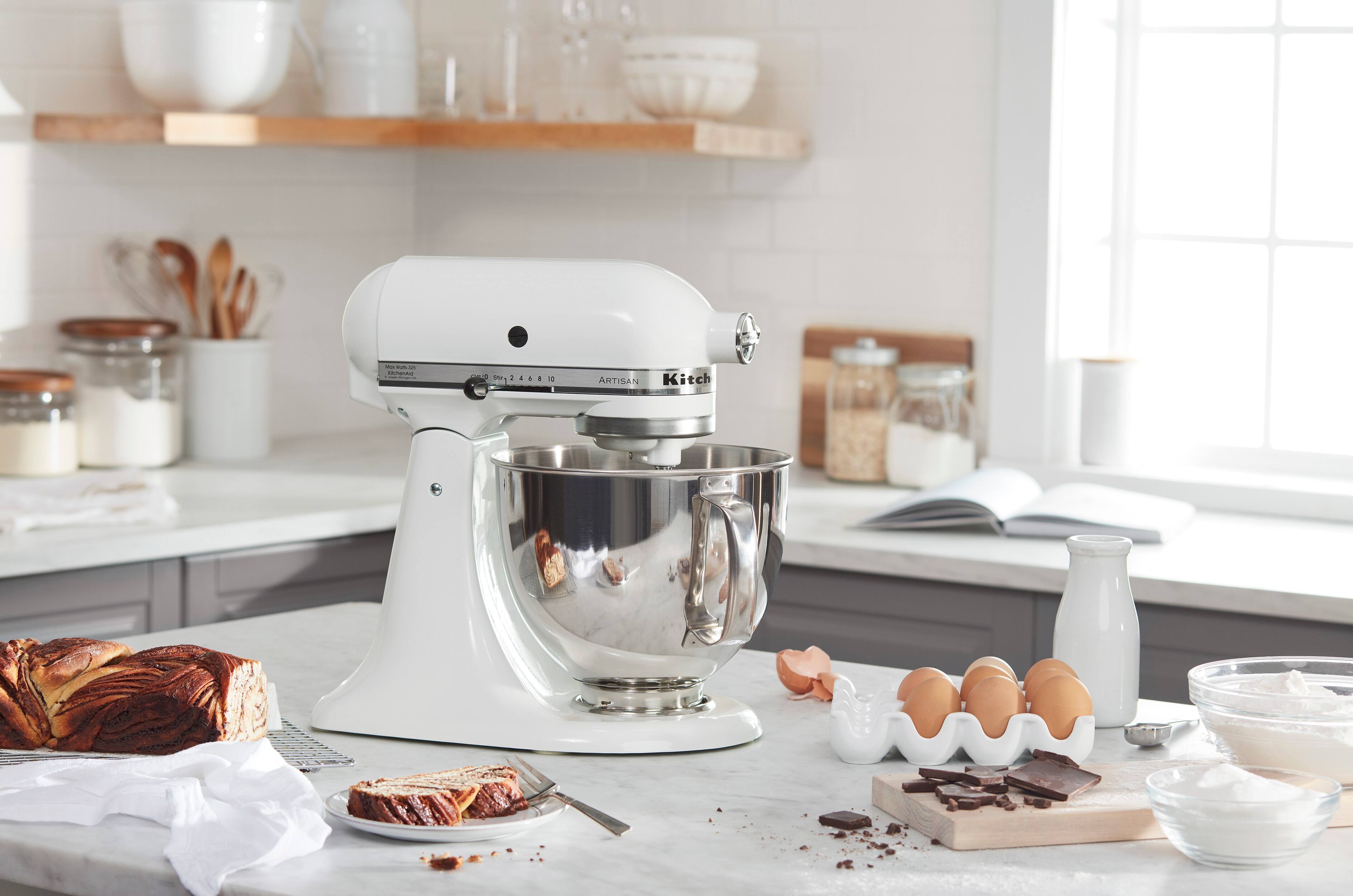 Accessories. KitchenAid - KitchenAid Artisan Series 5 Quart Tilt-Head Stand Mixer - KSM150PSWH - White.