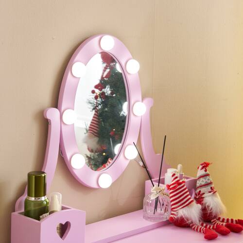 Alt View 1. Winado - Little Kids Girls Vanity Table Set Makeup Dressing Desk with Stool & Mirror with 3 Drawers for Christmas Birthday Gift - Purple.