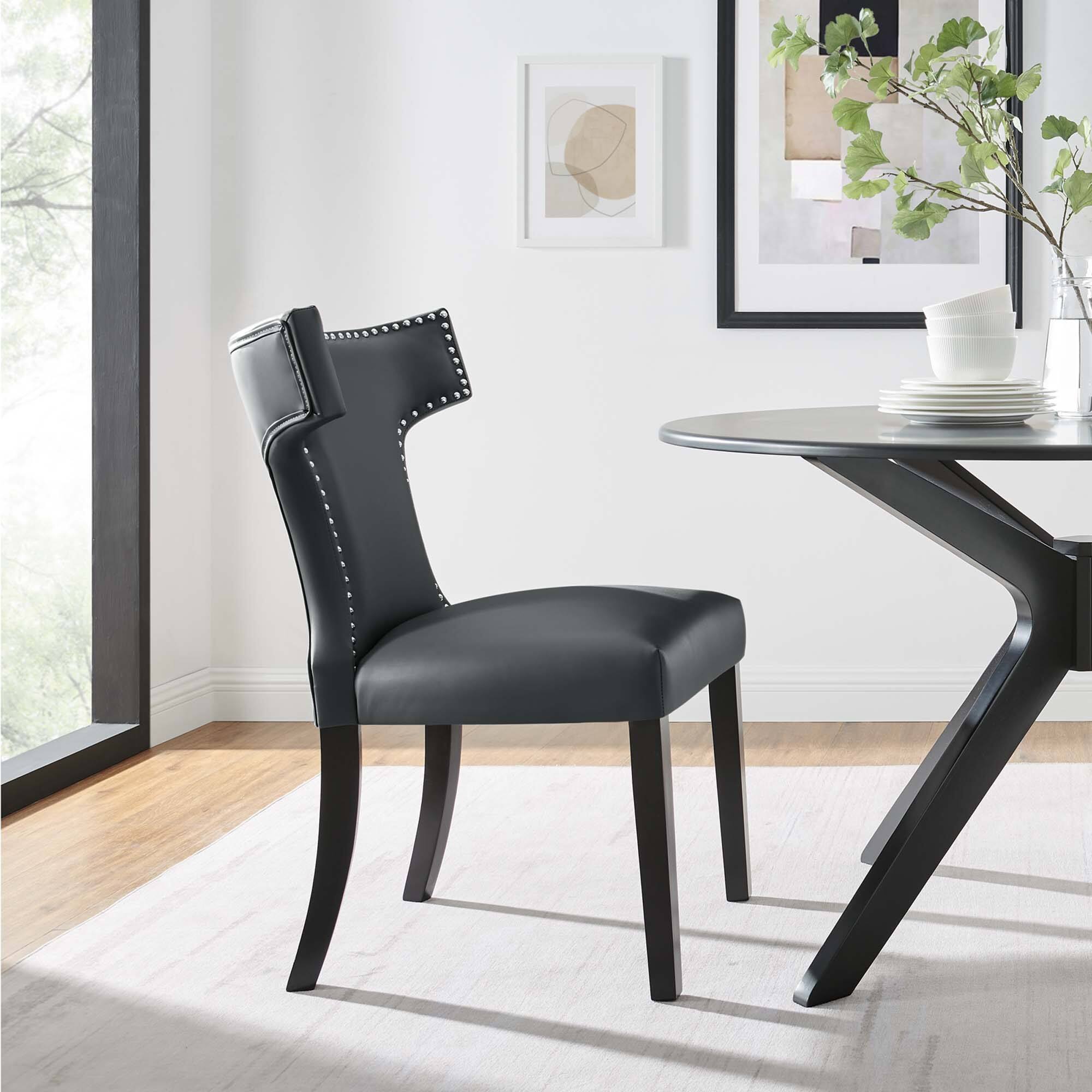 Curve Vegan Leather Dining Chair by Modway - Gray