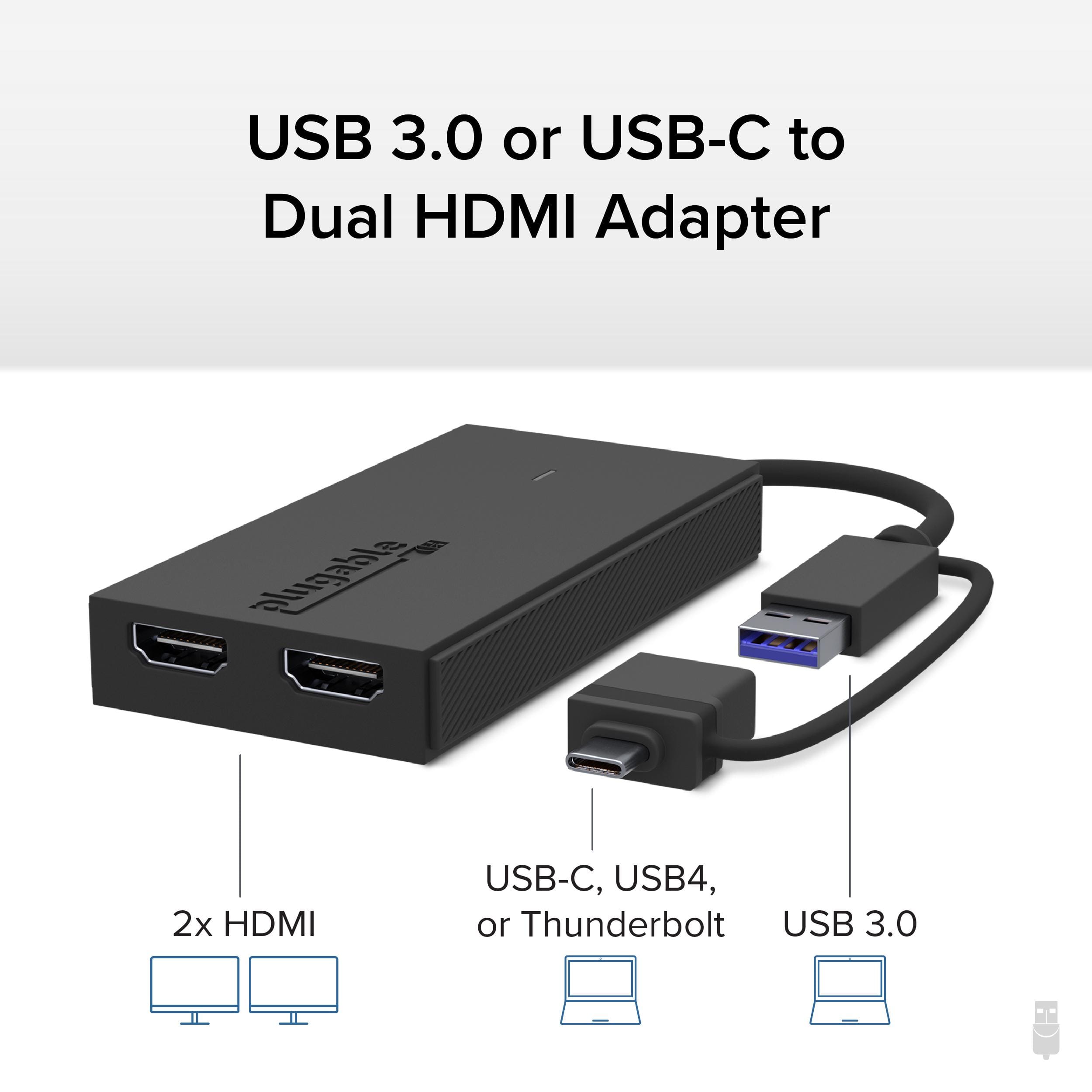 Plugable USB C to Dual HDMI Adapter for M1/M2/M3/M4 macOS Systems