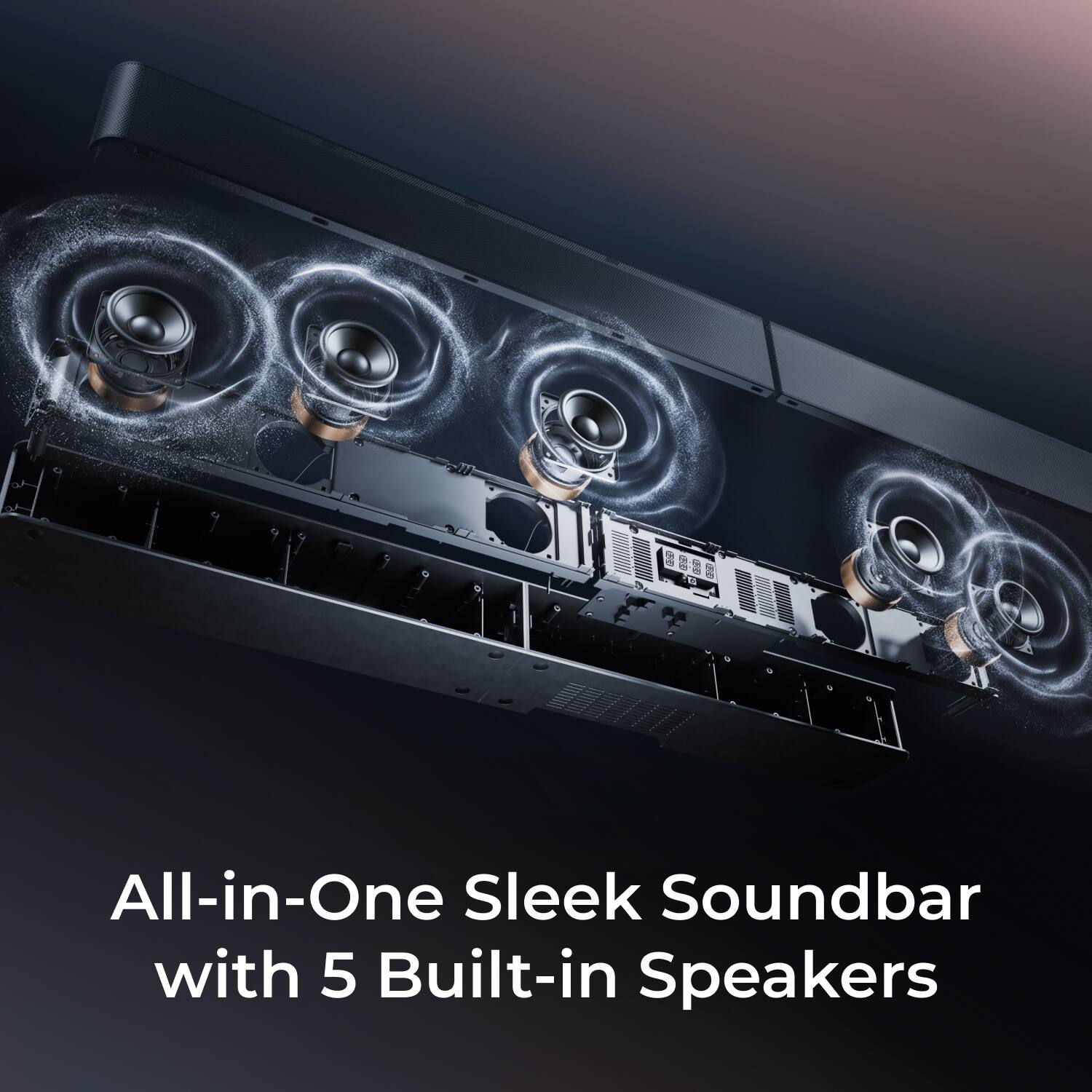 All-in-One Sleek Soundbar with 5 Built-in Speakers