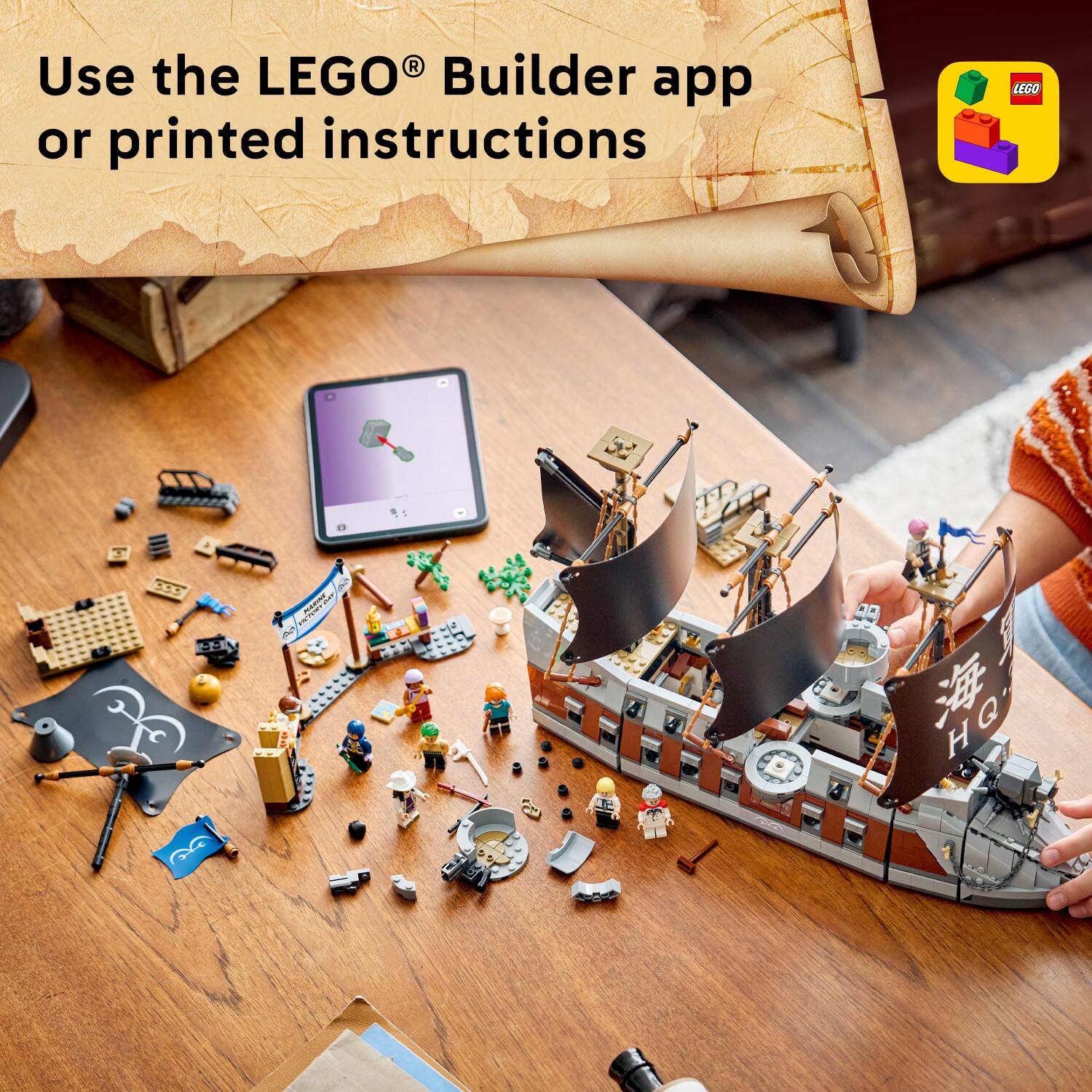 Use the LEGO® Builder app or printed instructions
