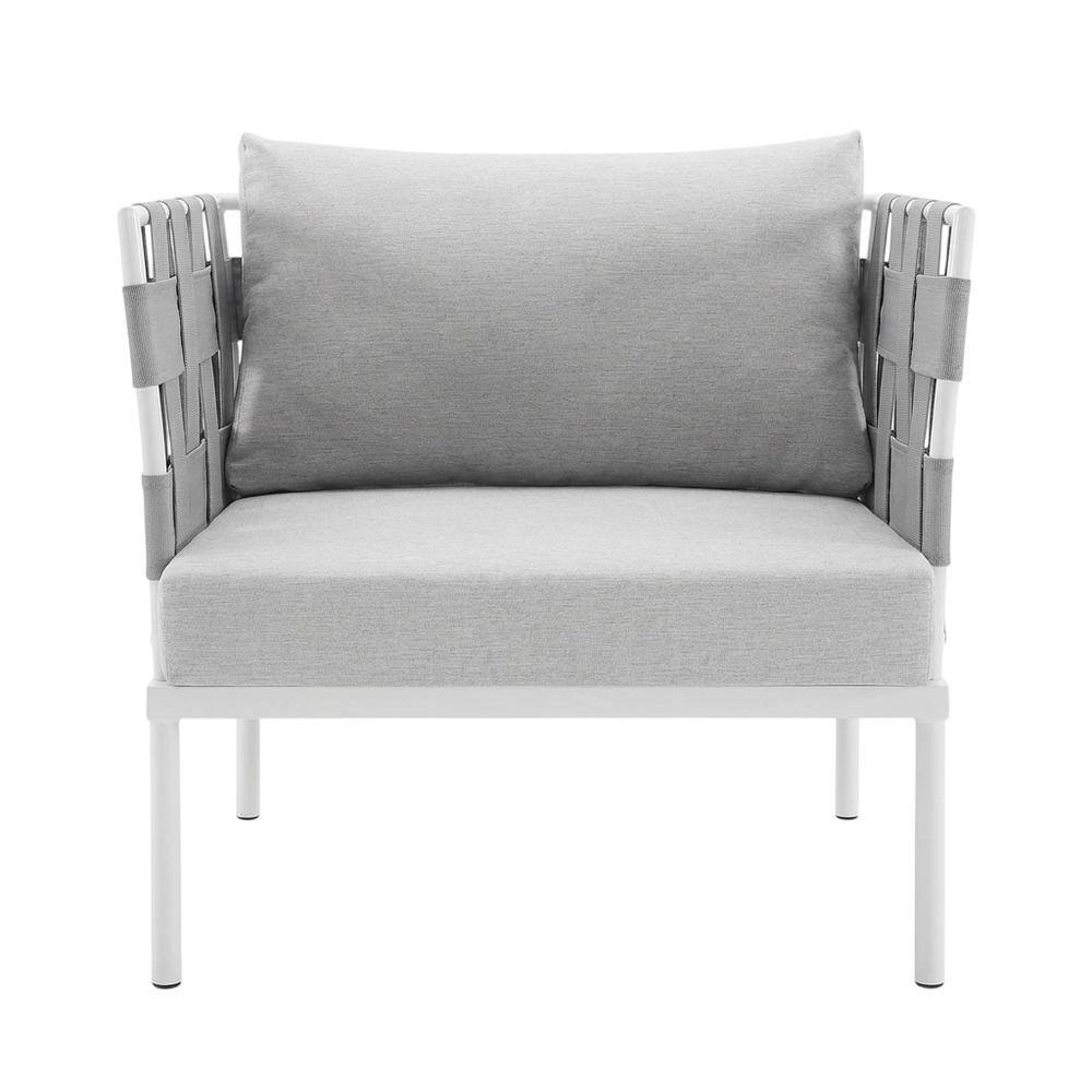 Back. Outdoor Escape - Outdoor Patio Aluminum Armchair With Sturdy Frame And Comfortable Seat - Gray.