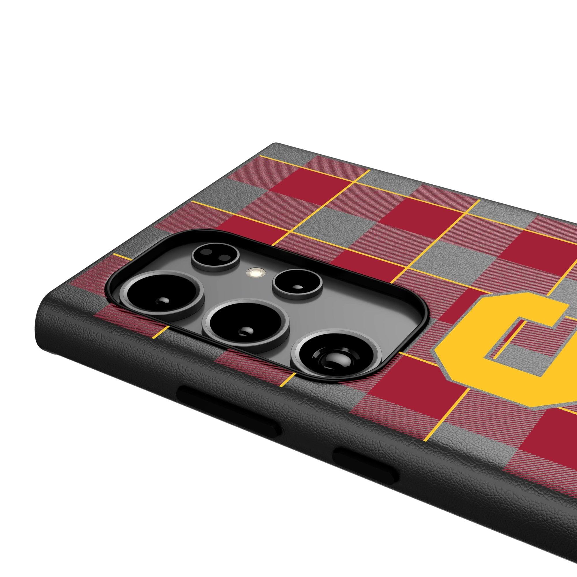 Alt View 3. Keyscaper - USC Trojans Plaid Galaxy Magnetic Bump Case - S24 - Black.