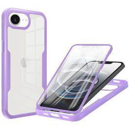 Dteck - for Apple iPhone 17e/16e Rugged Case,Slim Full-Body Clear Back Cover,Built-in Screen Protector,Shockproof PC+TPU Case - Purple