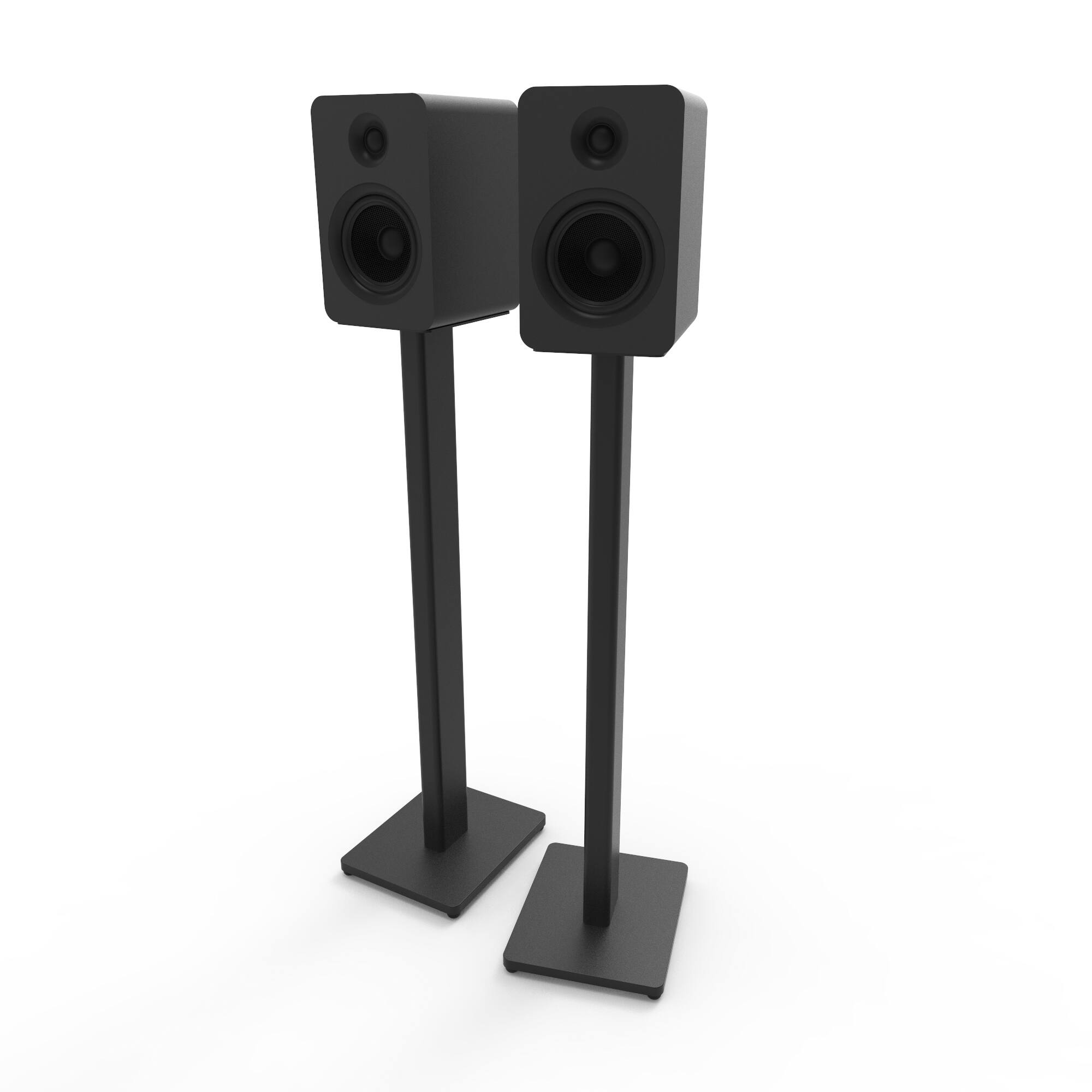 Angle. Kanto - 34" Universal Bookshelf Speaker Floor Stands, Pair - Black.