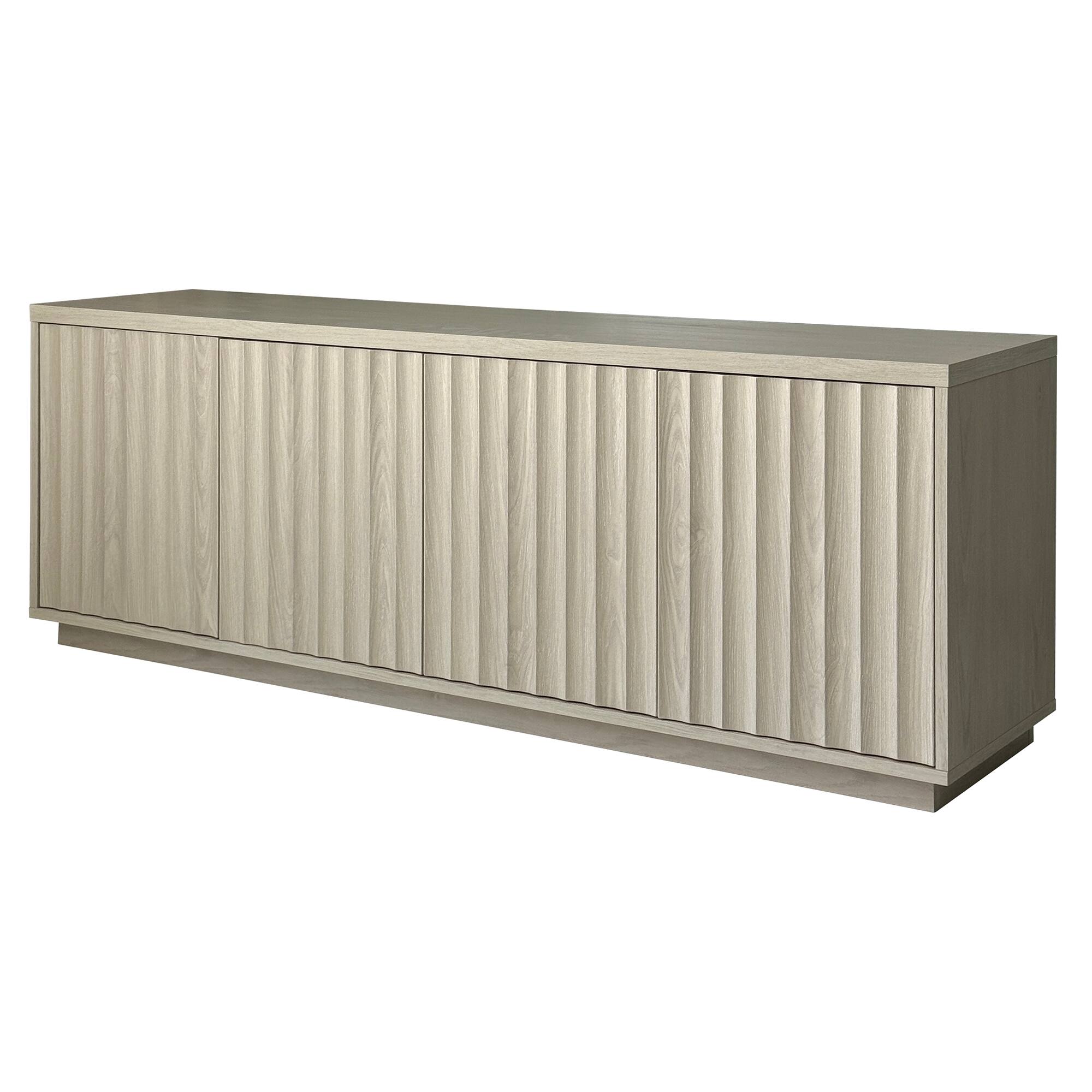 Left. Hudson&Canal - Bourne Rectangular Fluted TV Stand for TV's up to 75" in Alder White - Alder White.