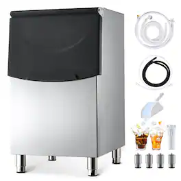VEVOR - Ice Storage Bin, 250LBS Capacity Ice-Bin, Stainless Steel Ice Storage Bins with Filter and Adjustable Anti-slip Rubber - Stainless steel color