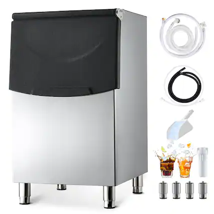 Front. VEVOR - Ice Storage Bin, 250LBS Capacity Ice-Bin, Stainless Steel Ice Storage Bins with Filter and Adjustable Anti-slip Rubber - Stainless steel color.