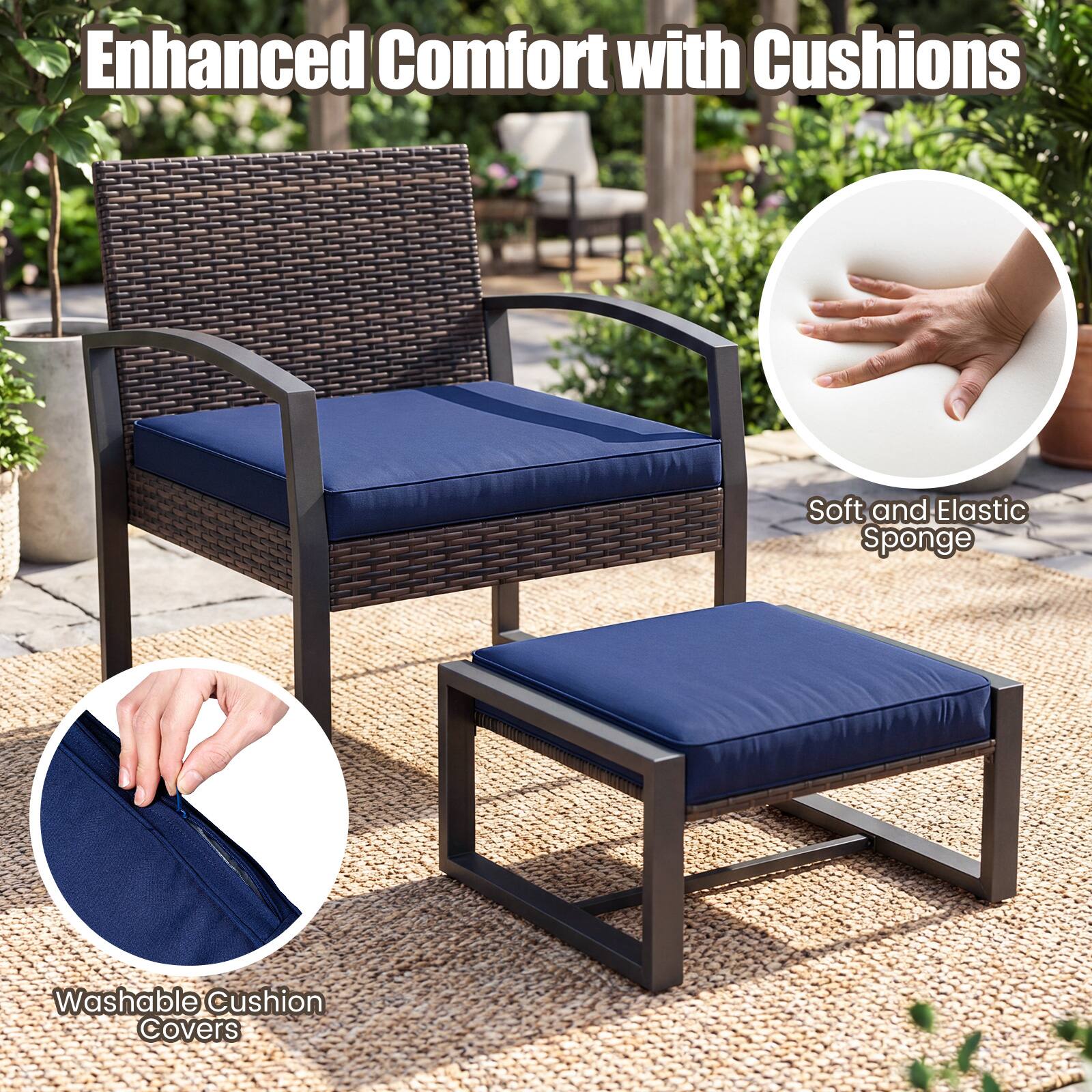 Enhanced Comfort with Cushions

Soft and Elastic Sponge

Washable Cushion Covers