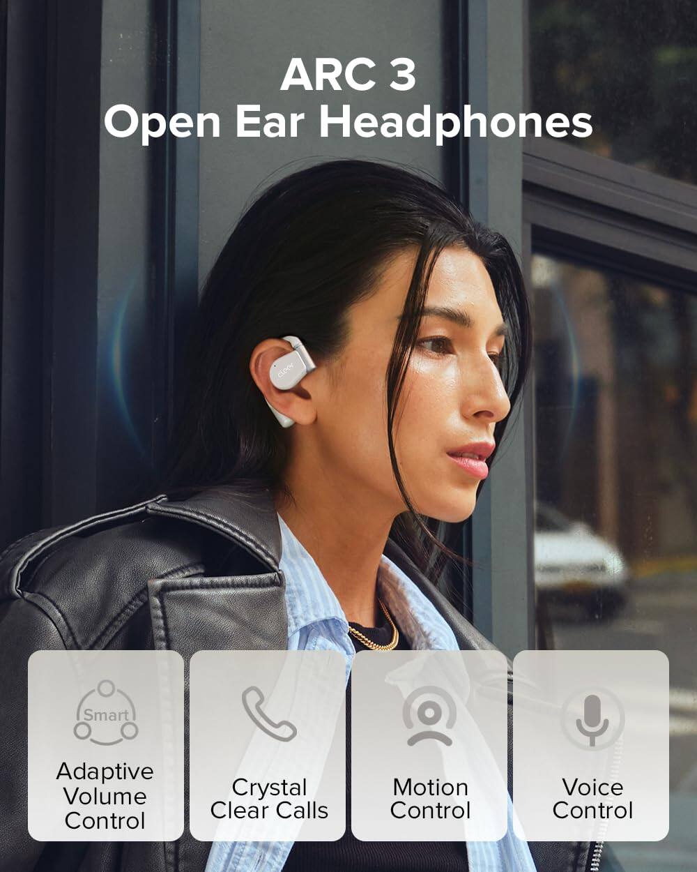 ARC 3 Open Ear Headphones Smart Adaptive Volume Control Crystal Clear Calls Motion Control Voice Control