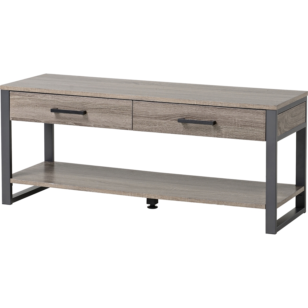 Homestar - 2-Drawer 1-Shelf entry way bench - warm reclaimed wood
