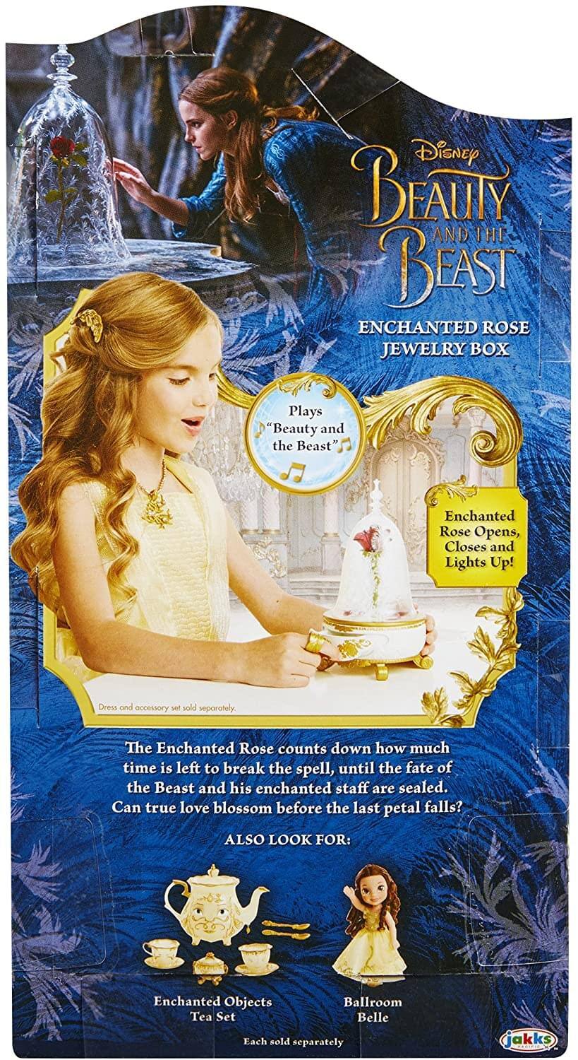 Disney Beauty and the Beast Enchanted Rose Jewelry Box

Plays "Beauty and the Beast" Enchanted Rose Opens, Closes and Lights Up!

Dress and accessory sold separately.

The Enchanted Rose counts down how much time is left to break the spell, until the fate of the Beast and his enchanted staff are sealed. Can true love blossom before the last petal falls?

ALSO LOOK FOR:
- Enchanted Objects Ballroom Tea Set
- Belle

Each sold separately

jakks