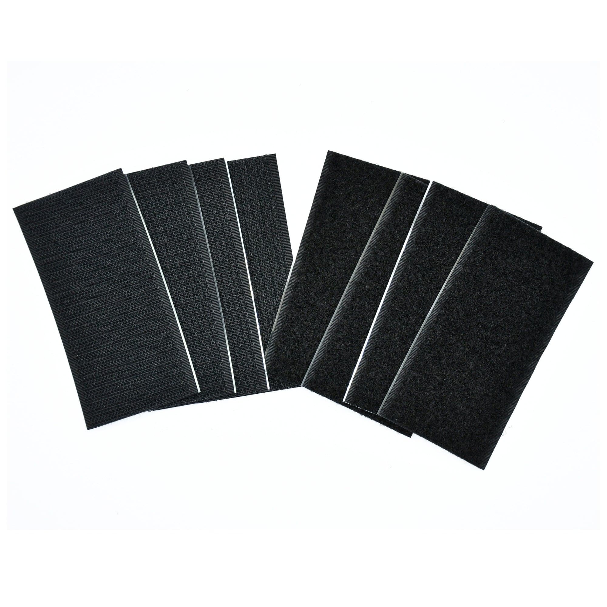 Grizzly Supply - 4"x2" Adhesive Hook and Loop Strip 4/pk - Black