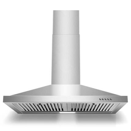 Front. Lycvki - 30 Inch Wall Mount Range Hood 450 CFM Convertible Baffle Filters 3 Speed Push Button LED - Stainless Steel.