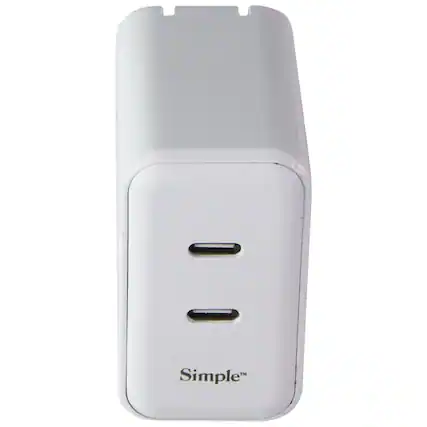 Front. iSimple - 60W Dual USB-C Wall Charger - White.