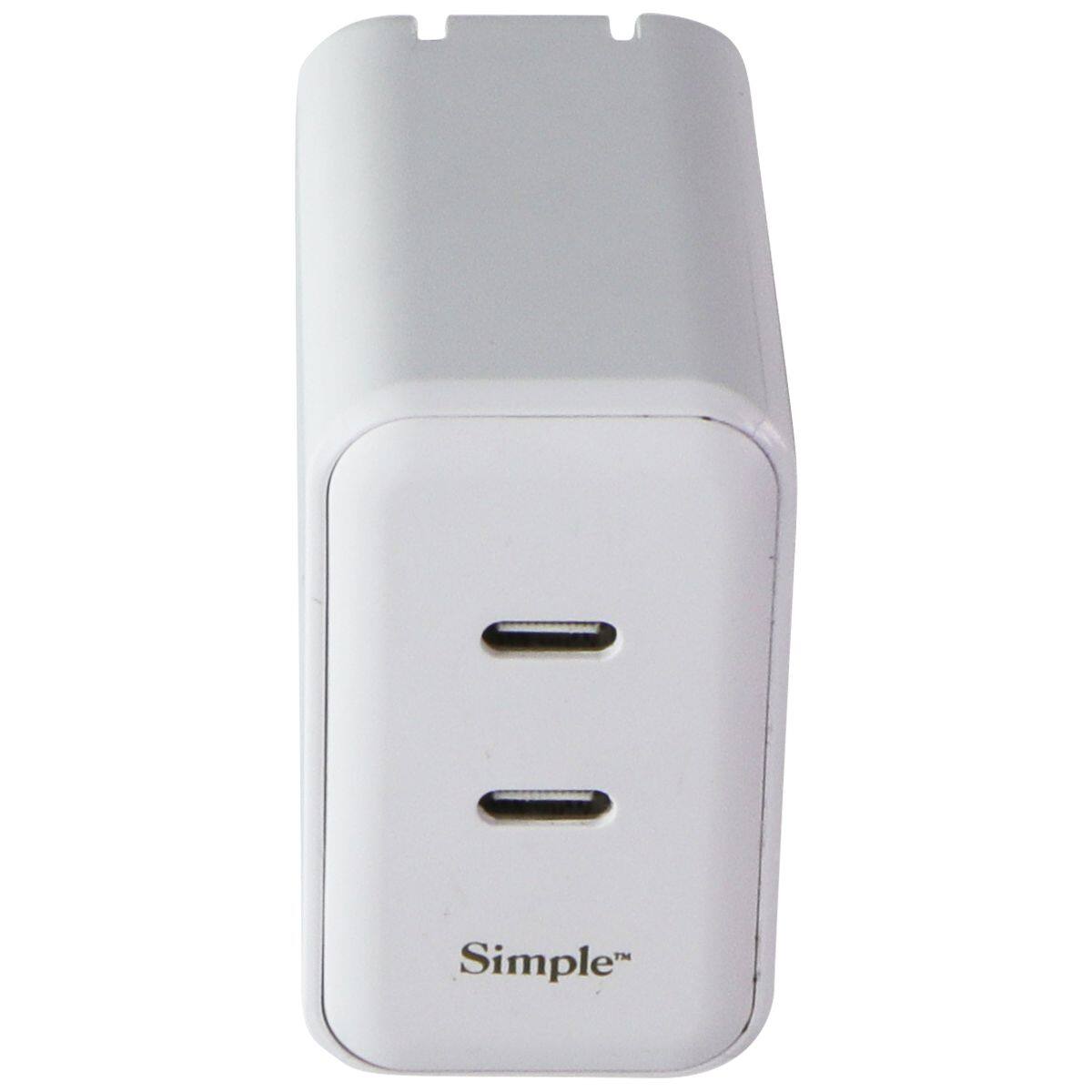 Front. iSimple - 60W Dual USB-C Wall Charger - White.