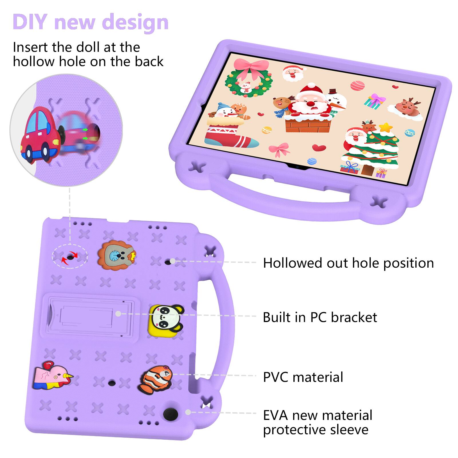 DIY new design  
Insert the doll at the hollow hole on the back  

- Hollowed out hole position  
- Built in PC bracket  
- PVC material  
- EVA new material protective sleeve