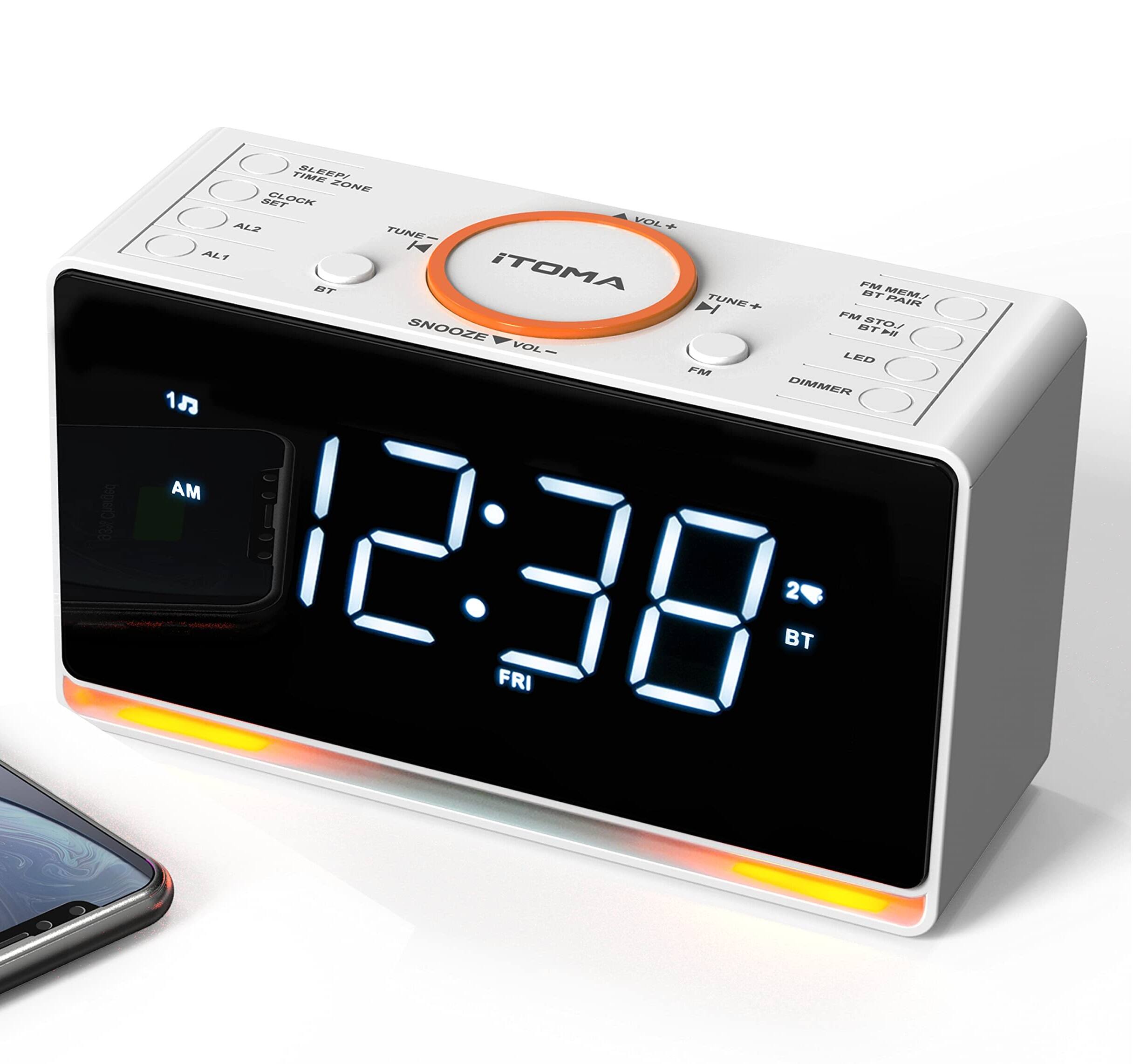 Dazzed Corner - Bluetooth Alarm Clock Radio, Dual Alarm - White