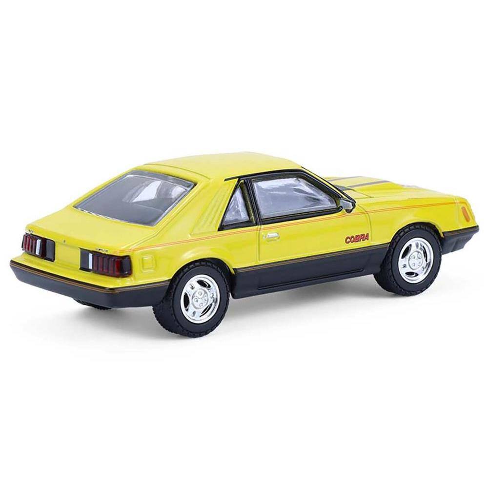 Alt View 1. Greenlight - 1979 Ford Mustang Cobra Fastback Bright Yellow with Cobra Good Graphics "GreenLight Muscle" Series 30 1/64 - Yellow with Black.