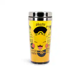 Pokémon - Pokemon Pikachu 16oz Insulated Travel Coffee Mug Tumbler w/ Non-Spill Metal Lid - Yellow