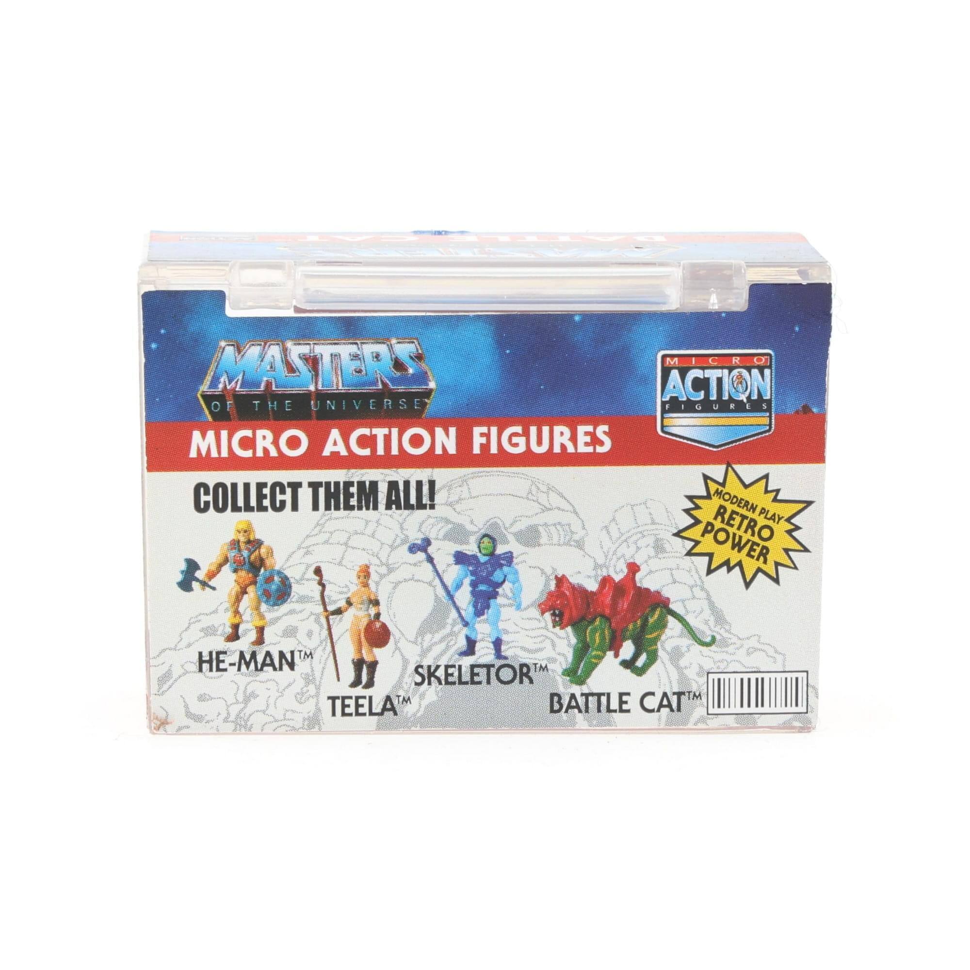 Masters of the Universe Micro Action Figures: Collect Them All! Modern Retro Play Power. He-Man, Skeletor, Teela, Battle Cat.