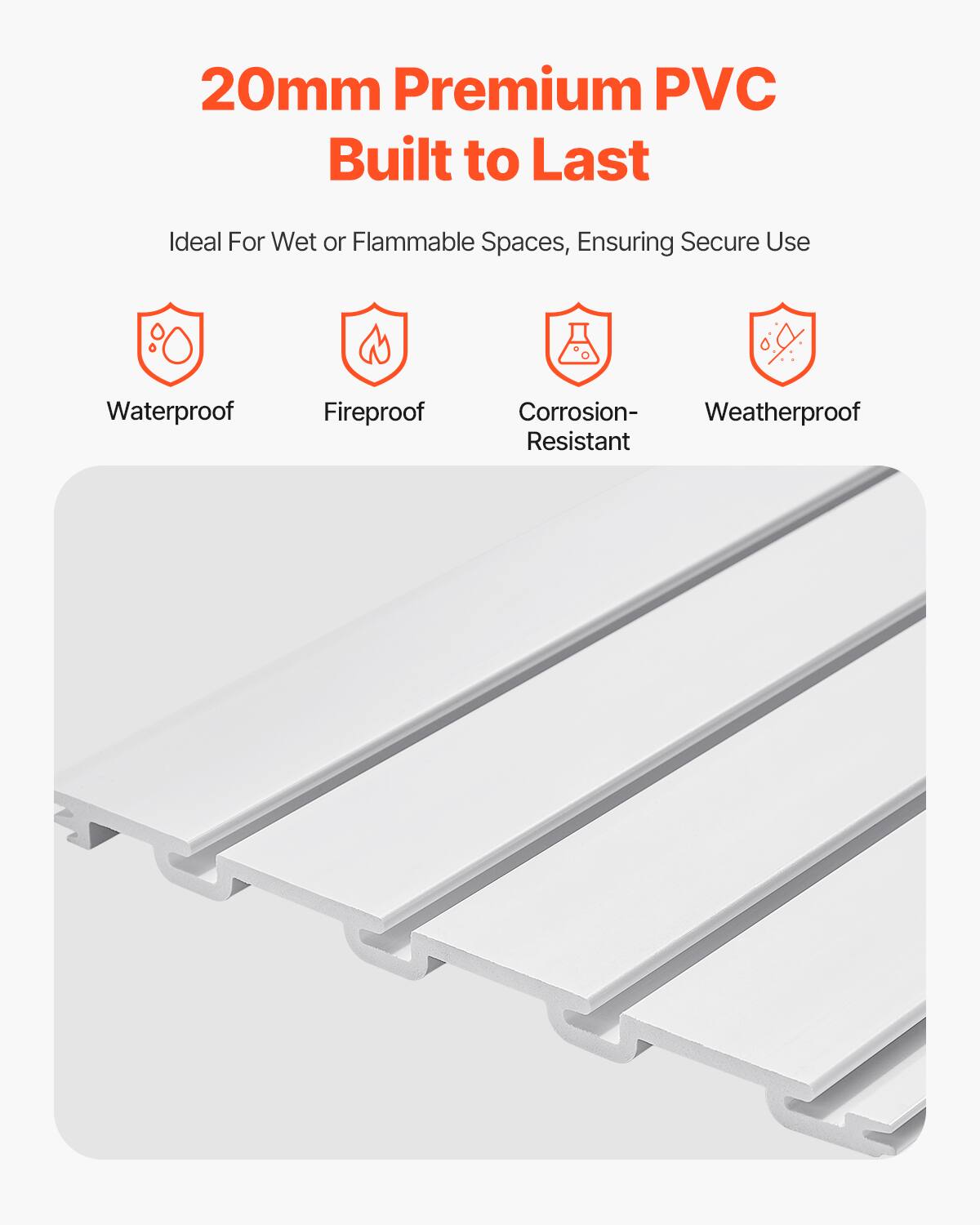 20mm Premium PVC  
Built to Last  

Ideal For Wet or Flammable Spaces, Ensuring Secure Use  

Waterproof  
Fireproof  
Corrosion-Resistant  
Weatherproof