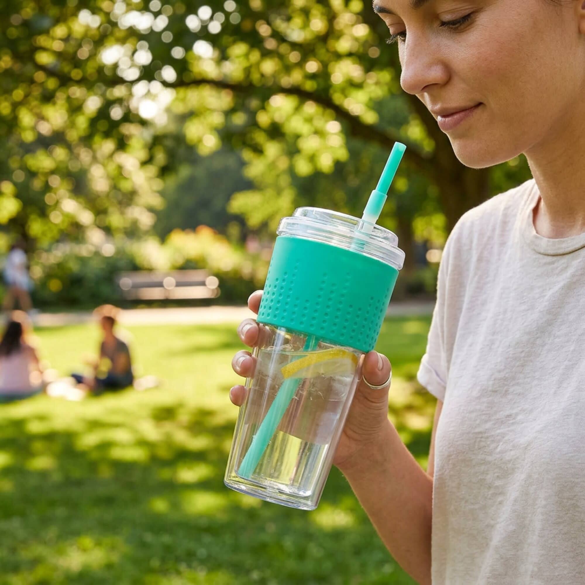 Alt View 1. Copco - Copco Double Wall Travel Mug, 20 oz Lock-n-Roll 2-Pack BPA-Free - Teal.