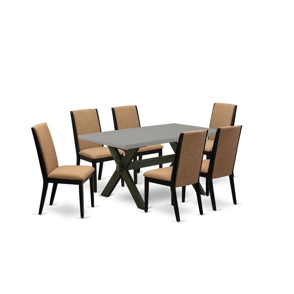 Left. East West Furniture - East West Furniture X696LA147-7 7-Piece Beautiful Dining Room Set a Superb Cement Color Kitchen Rectangular Table Top - Multi-Color.
