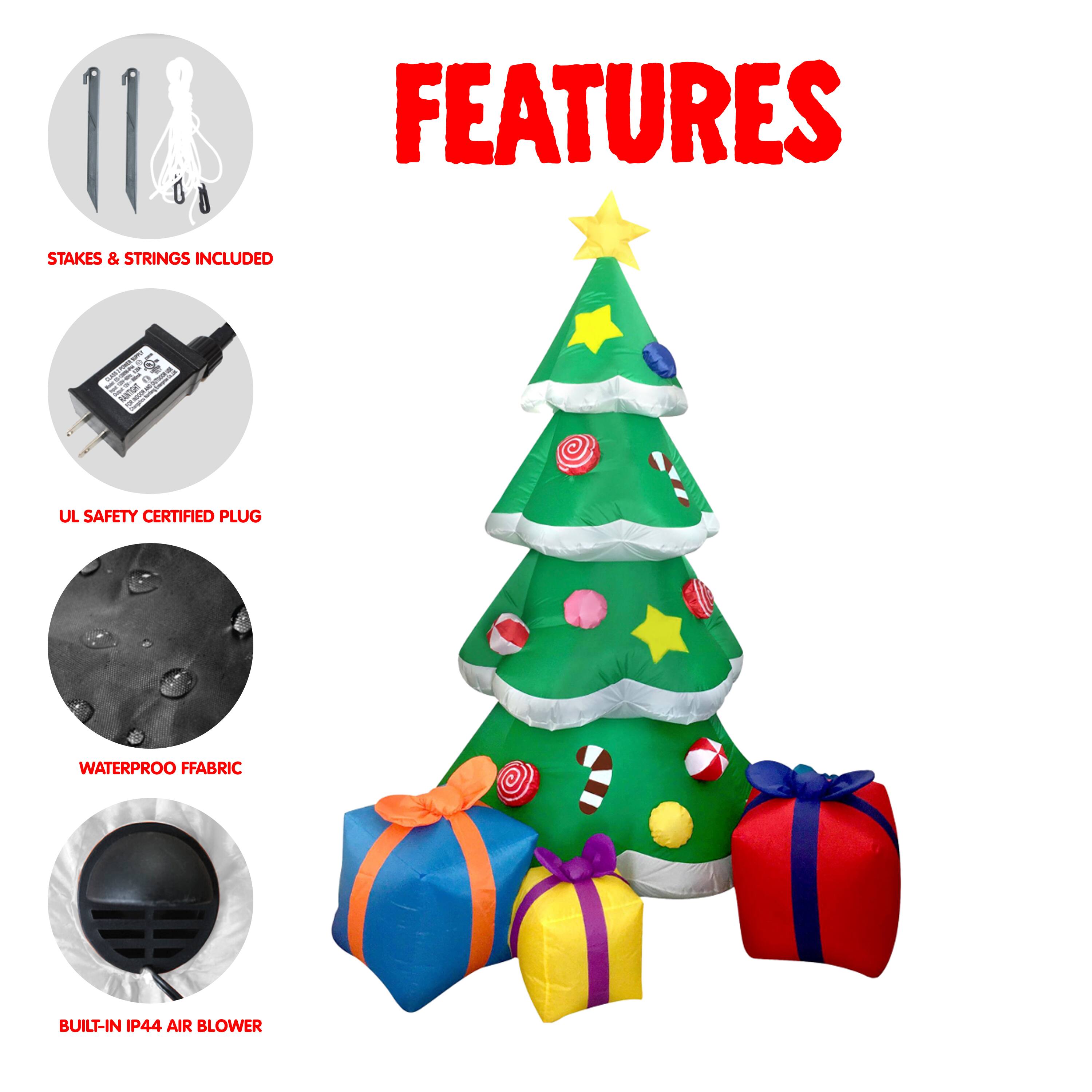 FEATURES
- STAKES & STRINGS INCLUDED
- UL SAFETY CERTIFIED PLUG
- WATERPROOF FABRIC
- BUILT-IN IP44 AIR BLOWER