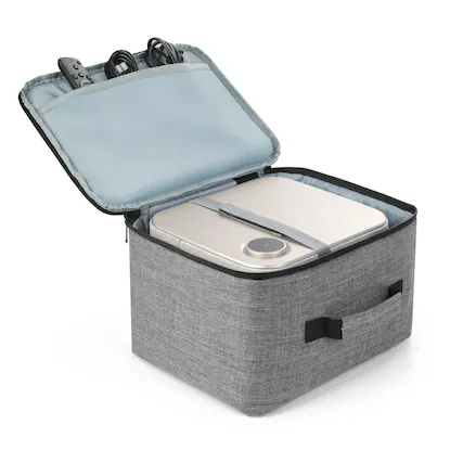 Front. Aurzen - BOOM 3 Projector Carrying Case, Portable with Accessory Pockets for Storage and Travel - Gray.