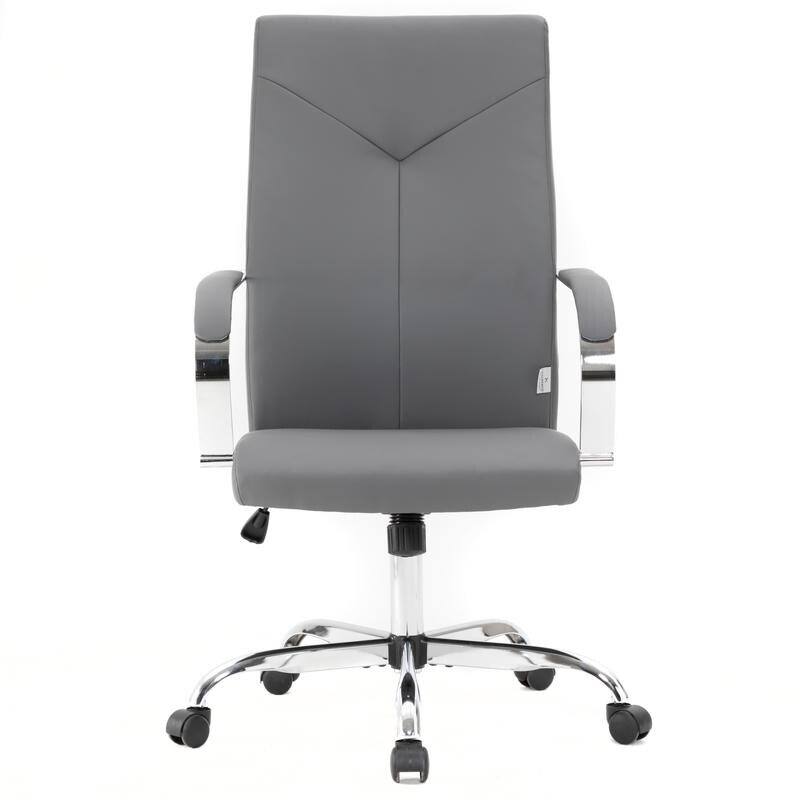 Alt View 4. LeisureMod - Sonora High-Back Leather Office Chair with Adjustable Height, Swivel, and Tilt, Desk, Conference Room, or Home Office - Grey.