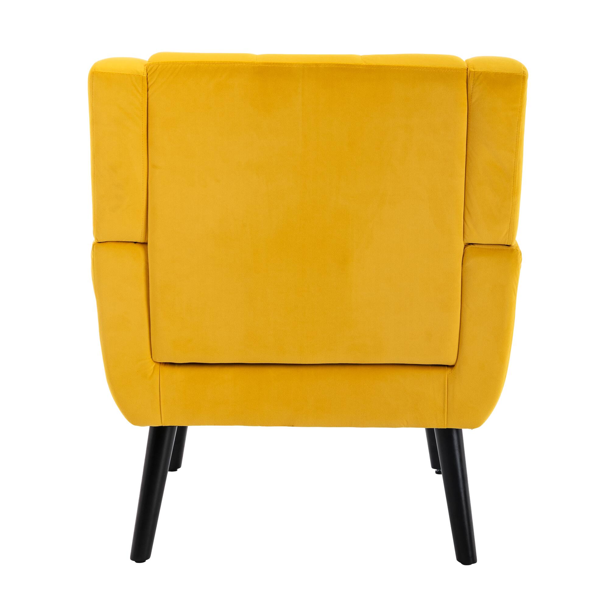 Back. APRILSOUL - Modern Soft Velvet Ergonomics Accent Chair Living Room Bedroom Home Black Legs Indoor - Yellow.