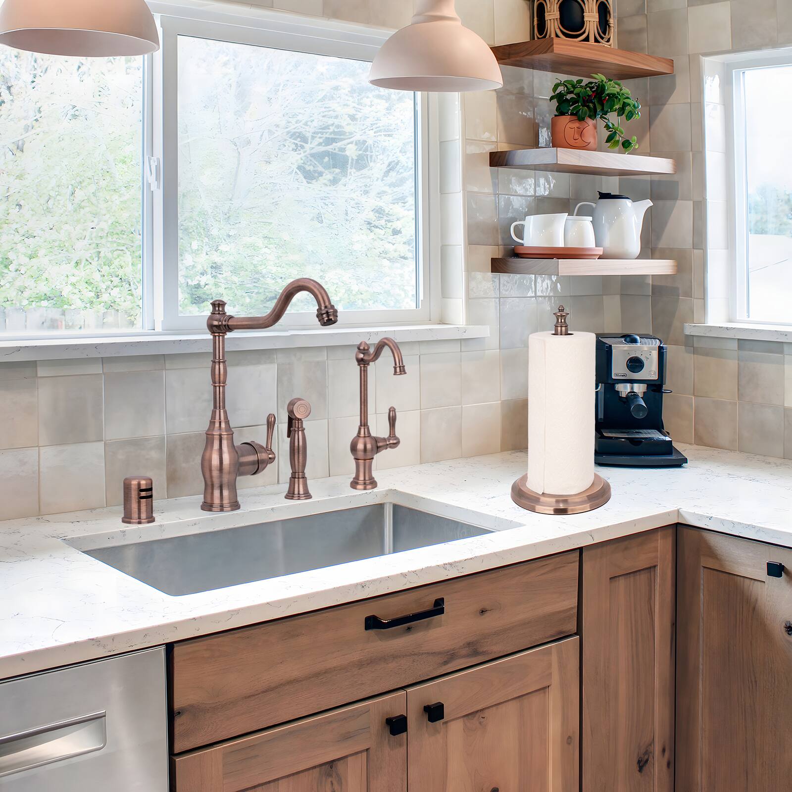 Alt View 4. Akicon - Akicon Paper Towel Holder Stand for Dining Room Table and Kitchen Countertop in Antique Copper - Antique Copper.