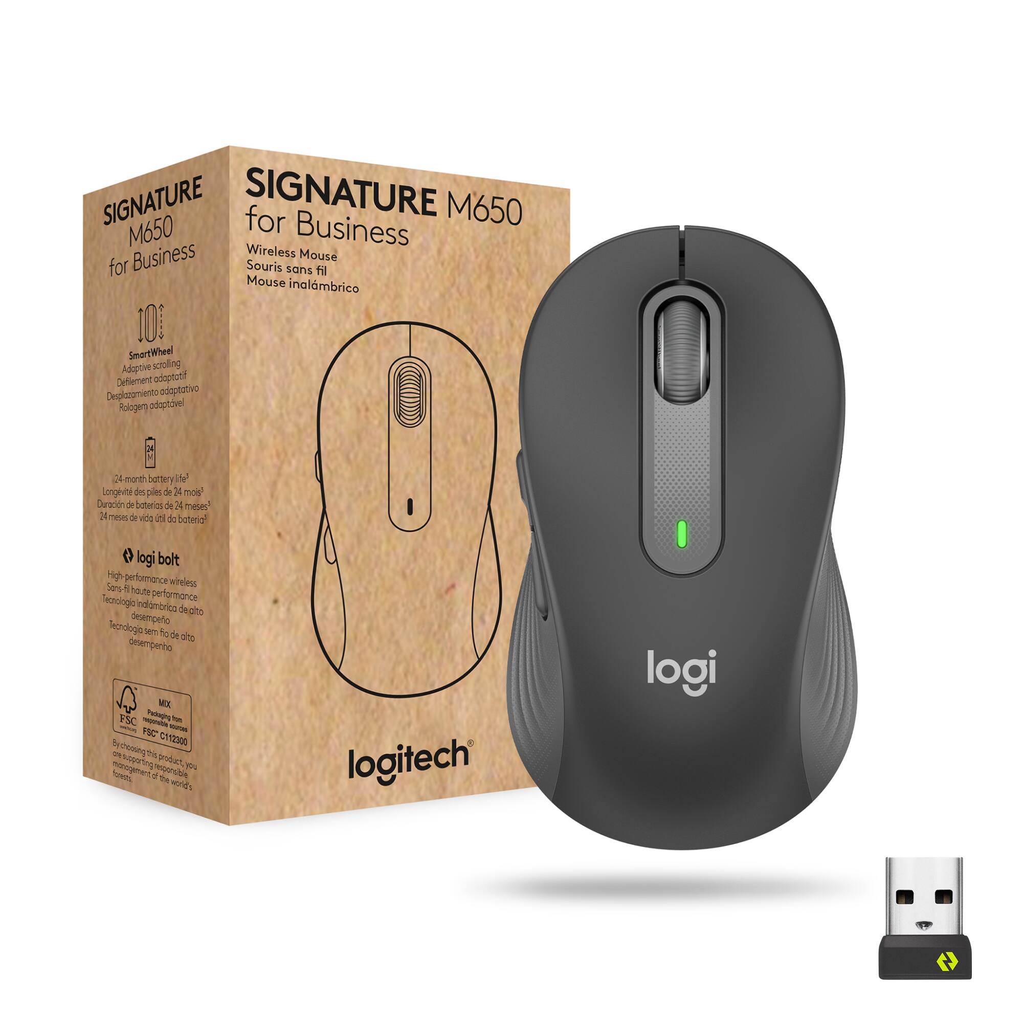 Logitech - Signature M650 for Business Wireless Optical Mouse For Small to Medium Sized Hands - Wireless - Graphite