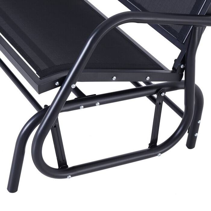 Left. Hivvago - 2 Seater Mesh Outdoor Patio Swing Glider Dark Gray - black.