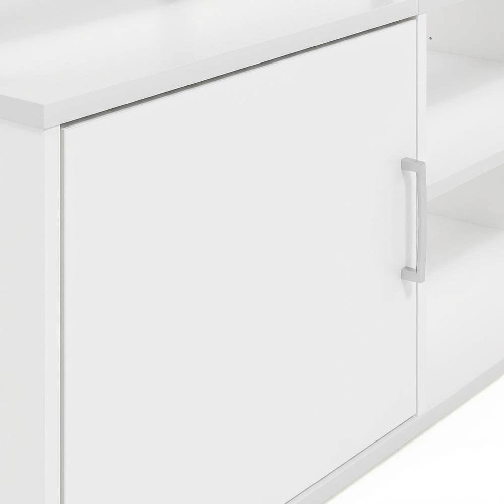 Alt View 4. FurniFact - Wood TV Stand for 70 Inch Screens in White and Black with Modern Design - White.