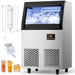 Coolski - Commercial Ice Machine,200LBS/Day Freestanding Ice Maker - Stainless Steel