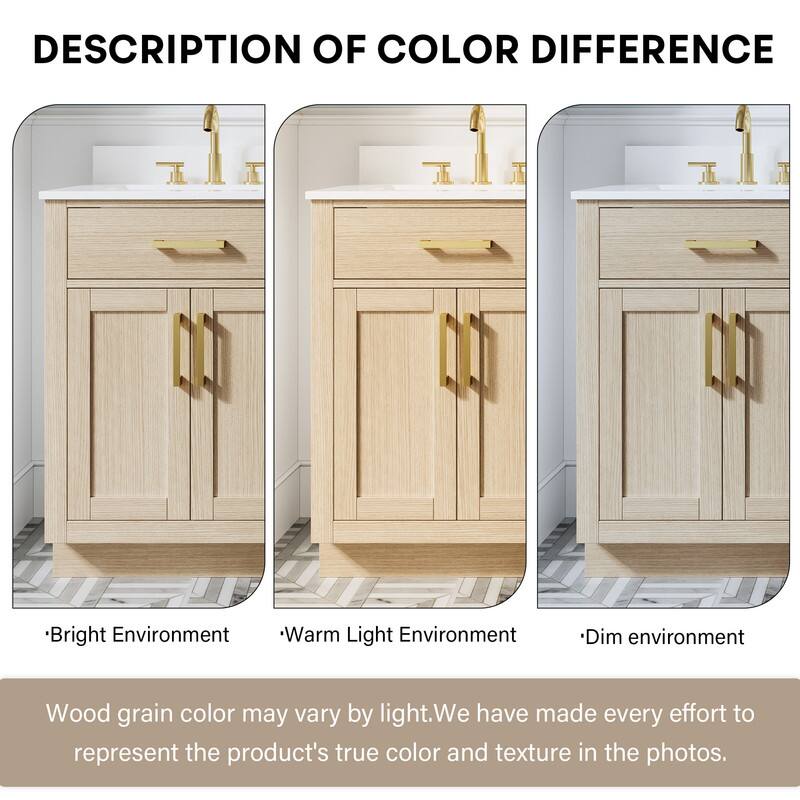 DESCRIPTION OF COLOR DIFFERENCE

- Bright Environment
- Warm Light Environment
- Dim environment

Wood grain color may vary by light. We have made every effort to represent the product's true color and texture in the photos.