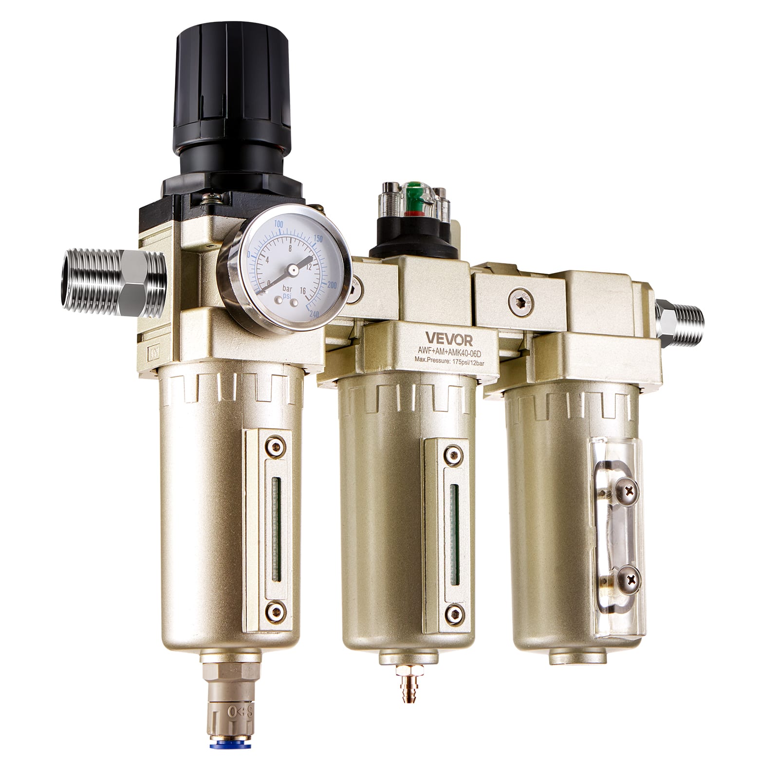 "VEVOR - Air Compressor Filter Regulator, 3/4"" NPT 3-Stage 5μm & 0.3μm & 0.1μm Air Drying System with Micron Filters - Champagne" price history on PriceWatchPro