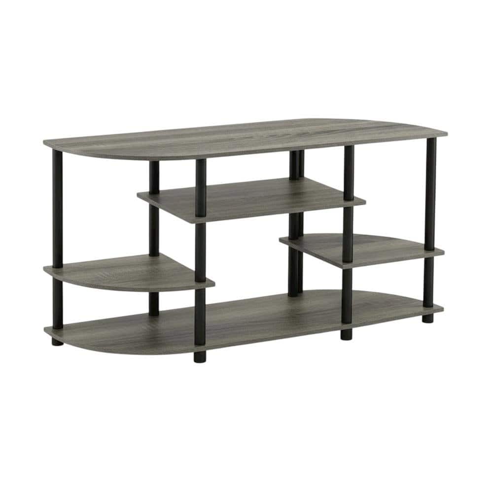 FurniFact - Corner TV stand in French Oak Grey/Black, durable composite wood, plastic - Gray Black price history on PriceWatchPro