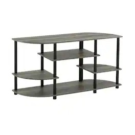 FurniFact - Corner TV stand in French Oak Grey/Black, durable composite wood, plastic - Gray Black