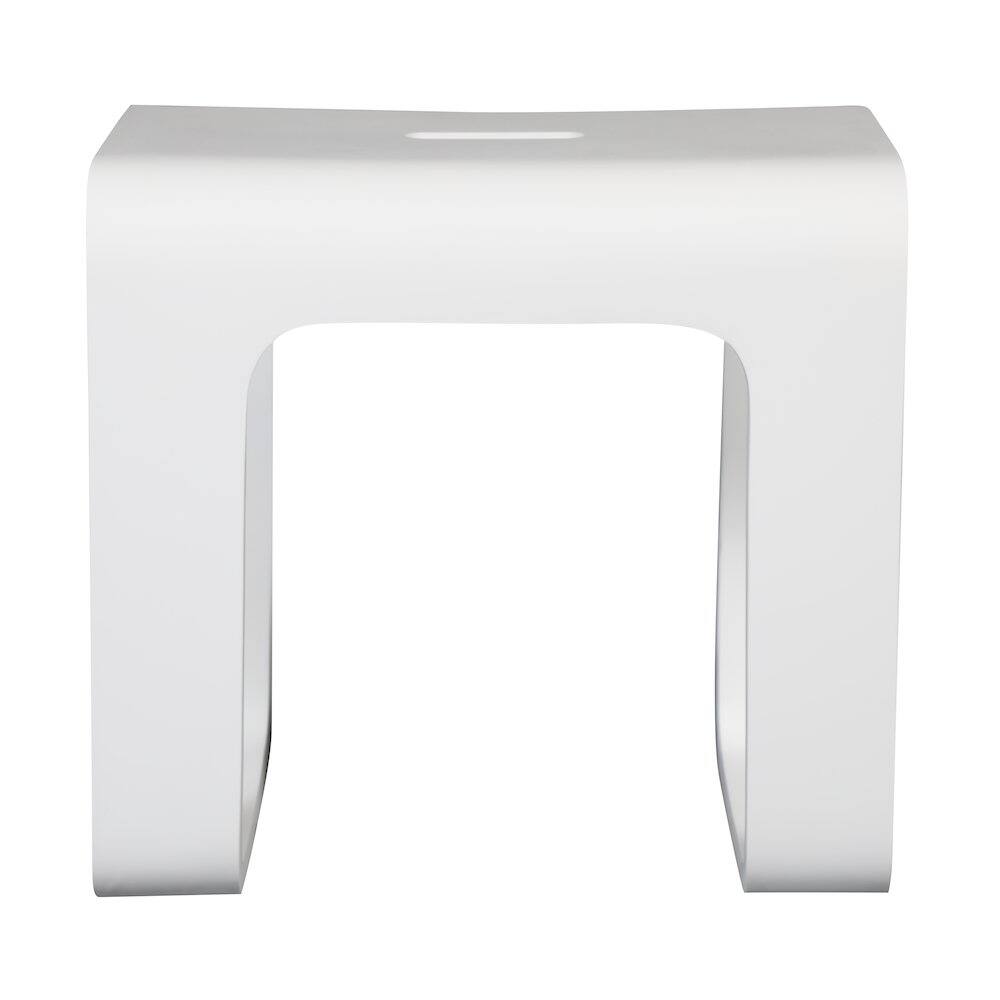 Back. Alfi - White Matte Solid Surface Resin Bathroom / Shower Stool - White.