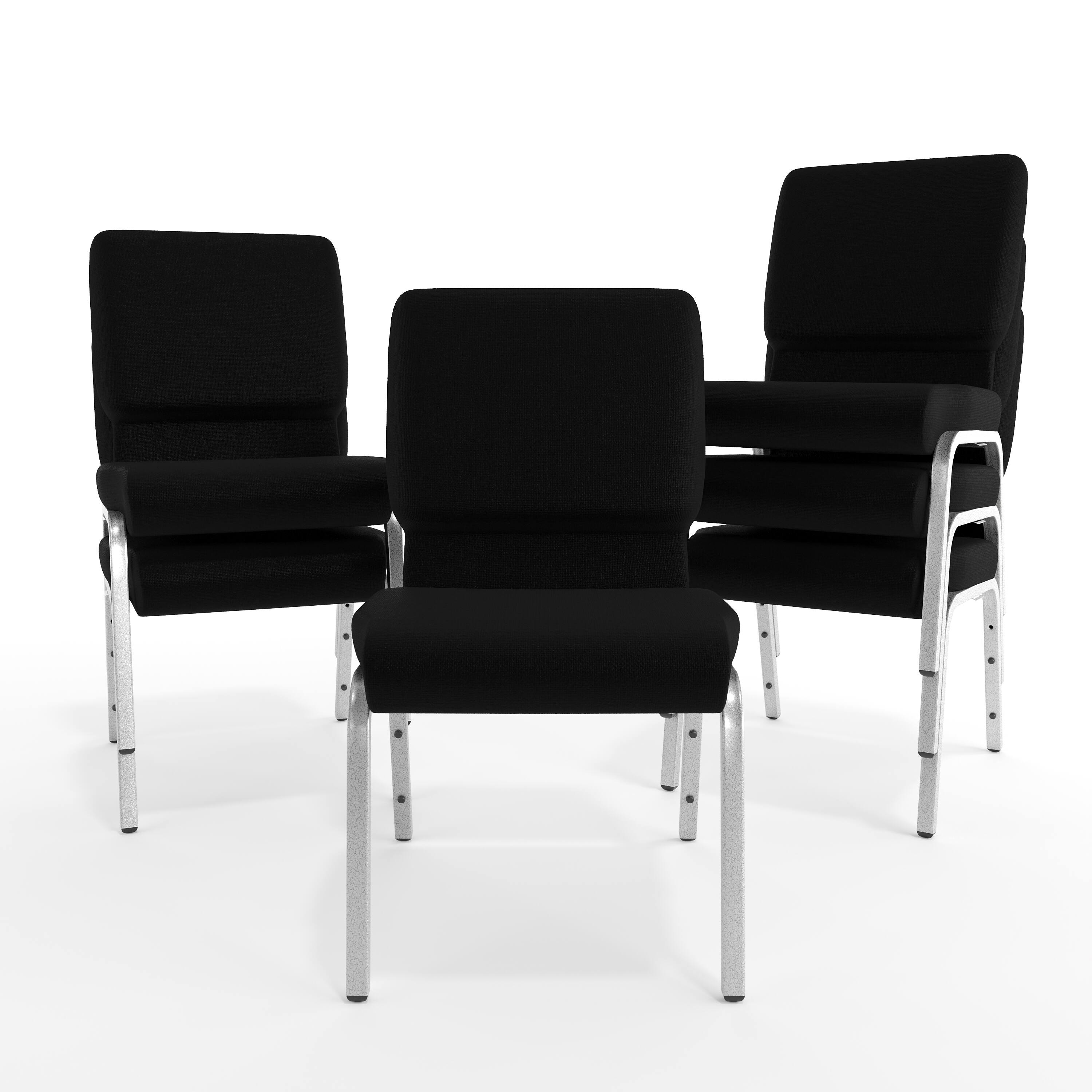 Alt View 10. Emma + Oliver - 18.5"W Stacking Church/Reception Guest Chair - Black Fabric/Silver Vein Frame.