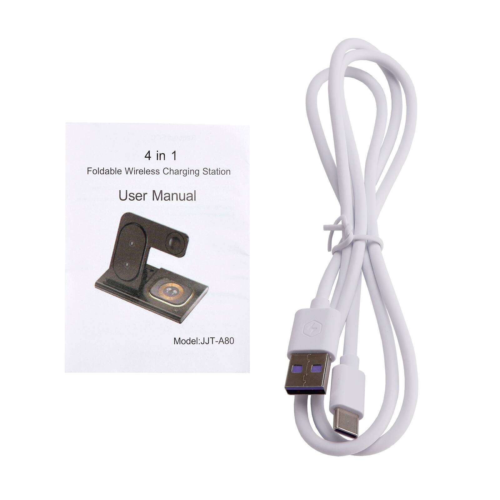4 in 1 Foldable Wireless Charging Station User Manual  
Model: JJT-A80