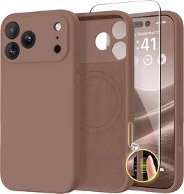FINEAK - Full Camera Protection Magnetic for iPhone 17 Pro Max Case,Screen Protector - Brown