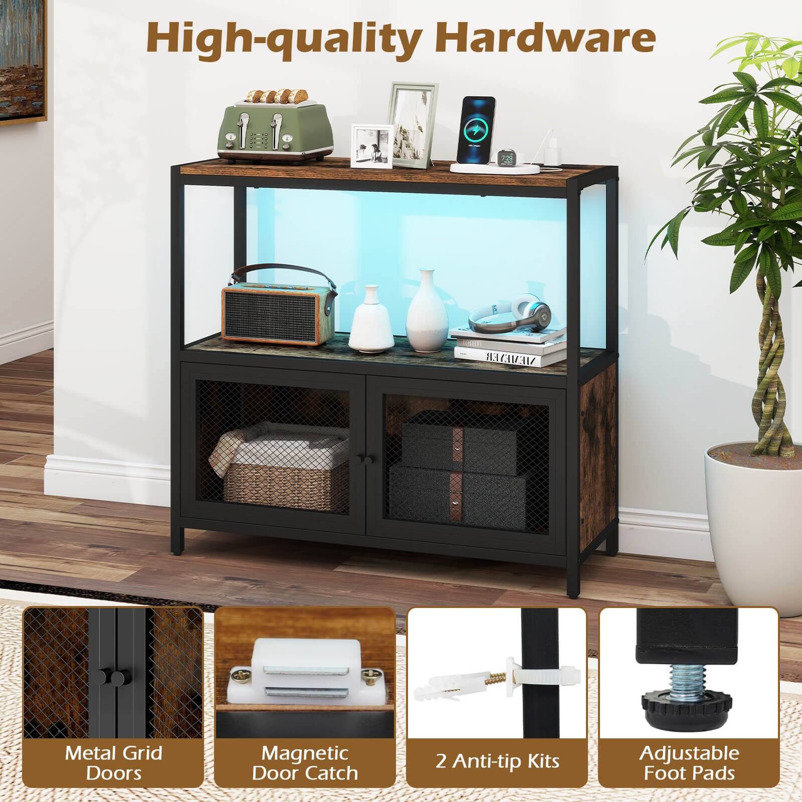 High-quality Hardware

- Metal Grid Doors
- Magnetic Door Catch
- 2 Anti-tip Kits
- Adjustable Foot Pads